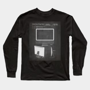 Imac Computer Patent - Apple Fan Tech Home Office Art - Black Chalkboard Long Sleeve T-Shirt